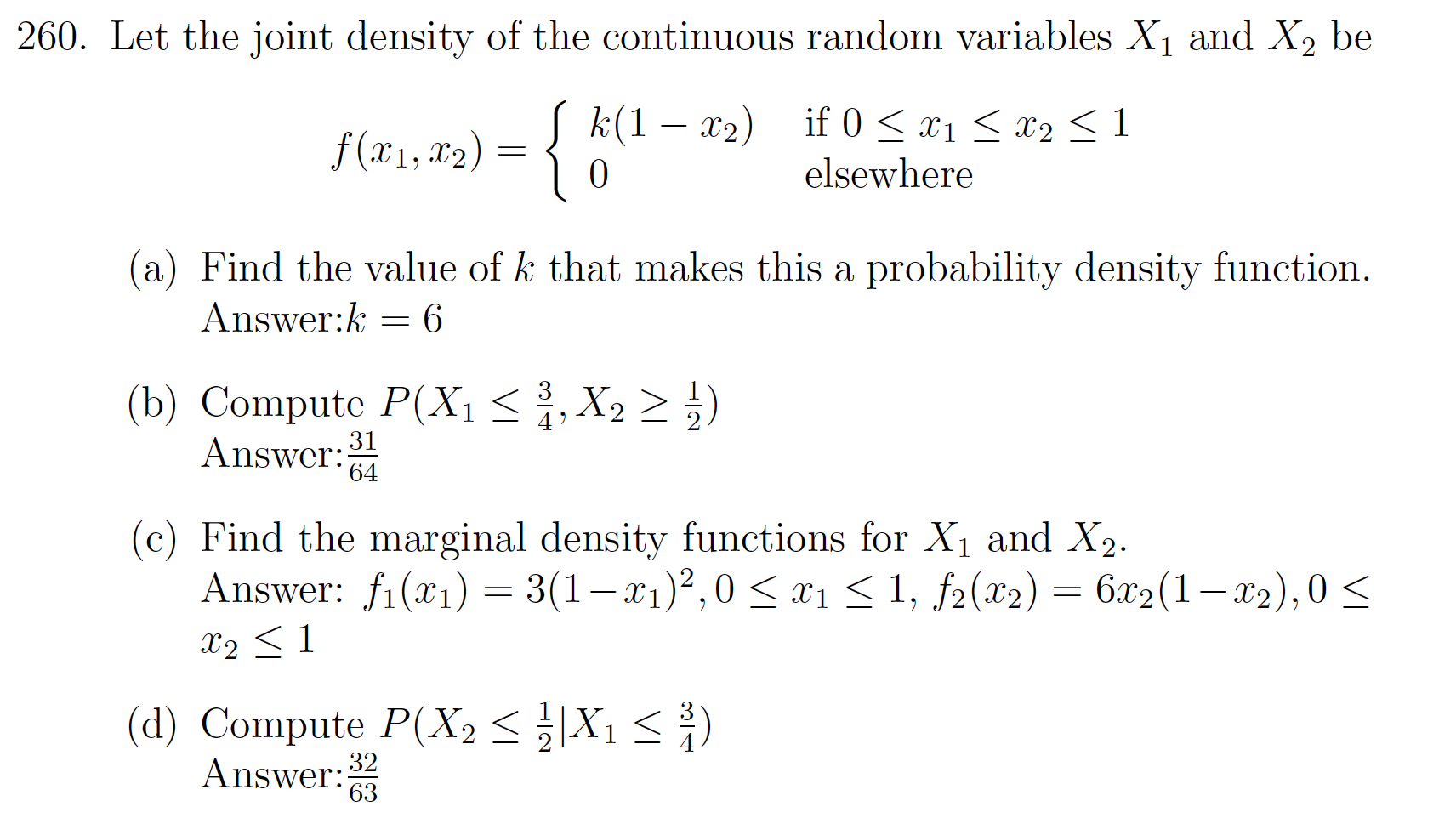 Solved 260. Let The Joint Density Of The Continuous Random | Chegg.com