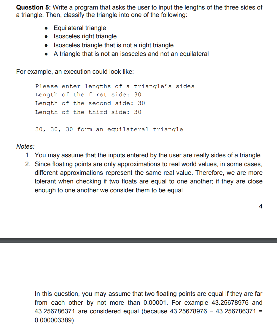 Solved Question 5: Write a program that asks the user to | Chegg.com