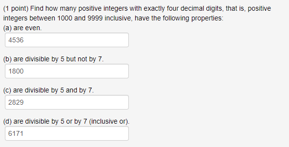 Solved (1 point) Find how many positive integers with | Chegg.com