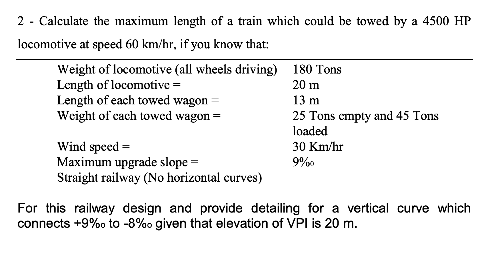 Solved 2 Calculate the maximum length of a train which