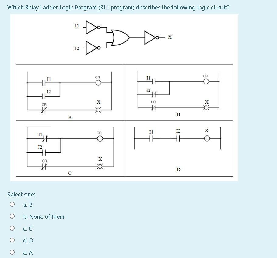 Solved Which Relay Ladder Logic Program (RLL program) | Chegg.com