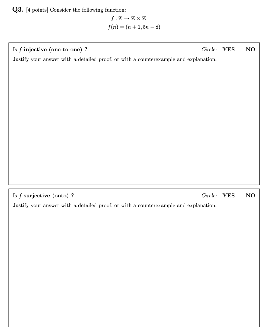 Solved Q3. [4 points) Consider the following function: | Chegg.com
