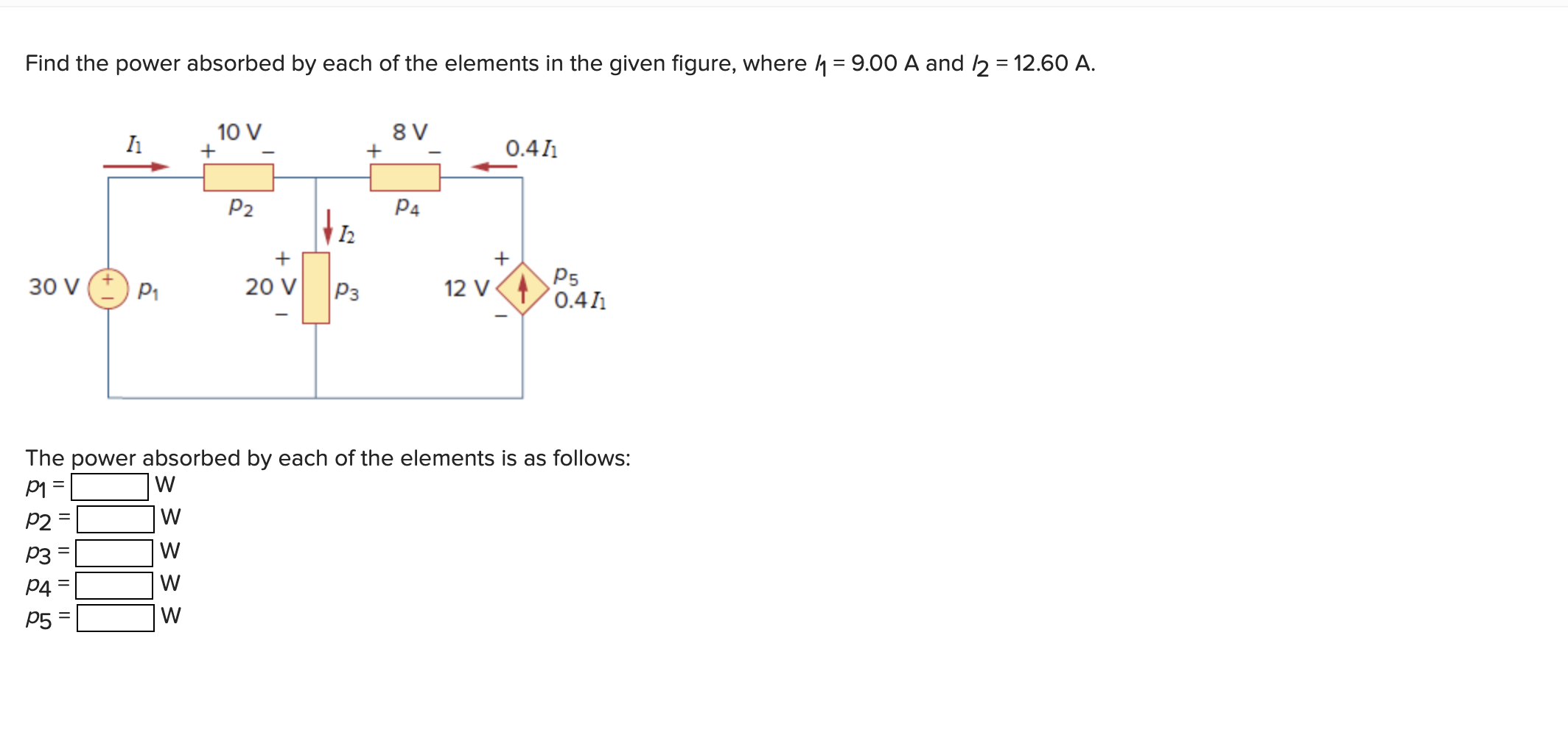 Solved Find The Power Absorbed By Each Of The Elements In | Chegg.com