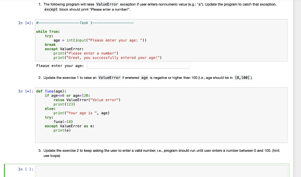 Solved 1. The following program will raise ValueError | Chegg.com