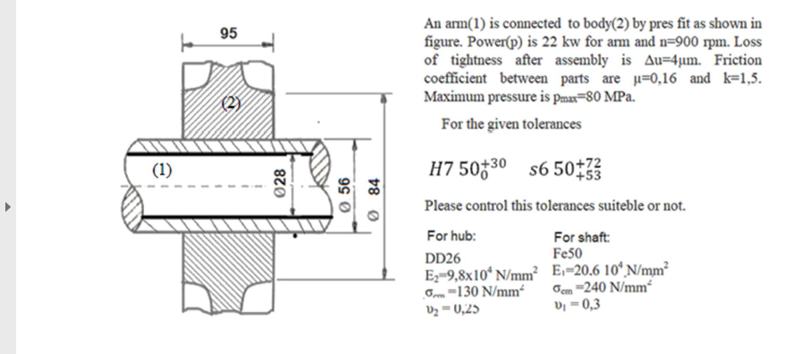 95 An arm(1) is connected to body(2) by pres fit as | Chegg.com