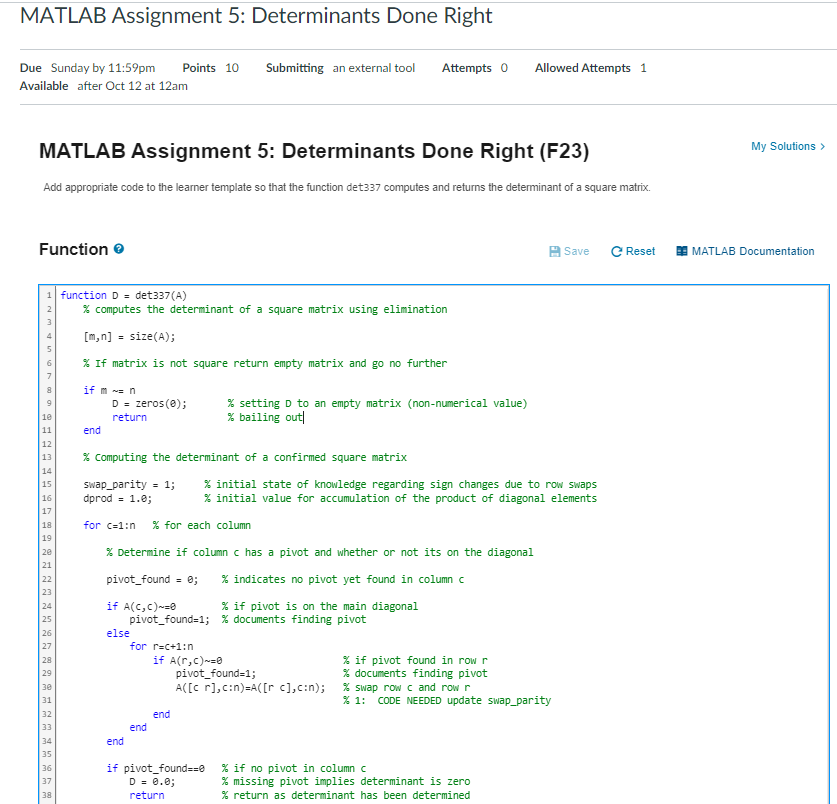 assignment with matlab