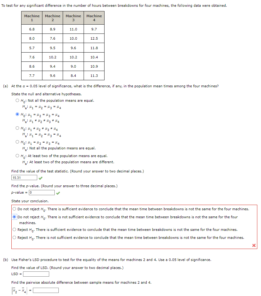 Solved (a) At the α=0.05 level of significance, what is the | Chegg.com