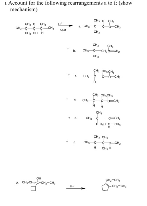 Solved 1. Account for the following rearrangements a to f: | Chegg.com