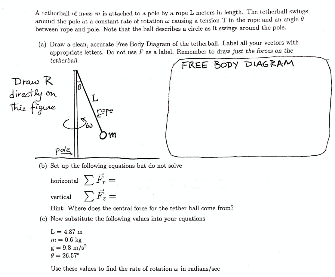 Solved A tcthcrball of mass m. is attached to a pole by a