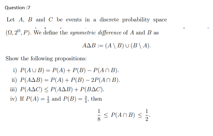 Solved Let A,B And C Be Events In A Discrete Probability | Chegg.com