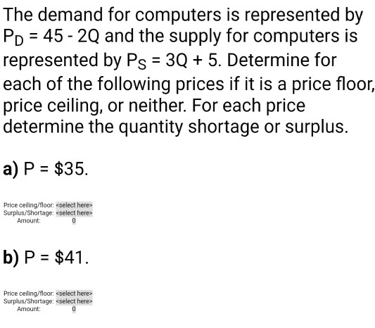 Solved The Demand For Computers Is Represented By Pd 45