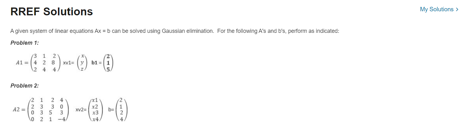 Solved RREF Solutions My Solutions A given system of linear | Chegg.com
