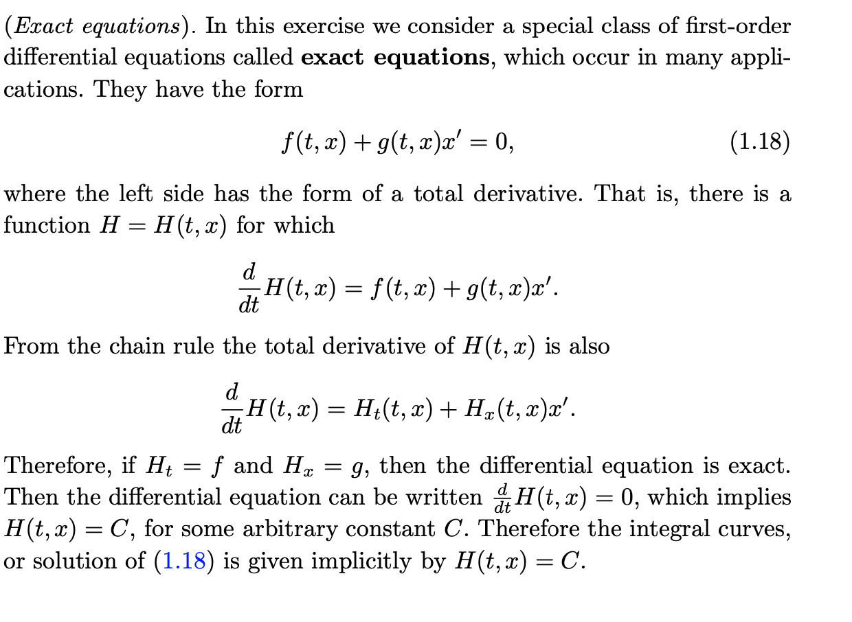 Solved (Exact equations). In this exercise we consider a | Chegg.com