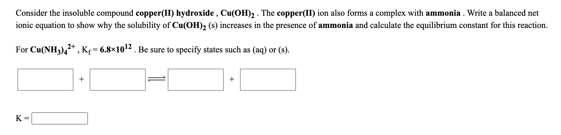 Solved Consider The Insoluble Compound Copper Ii Hydroxide