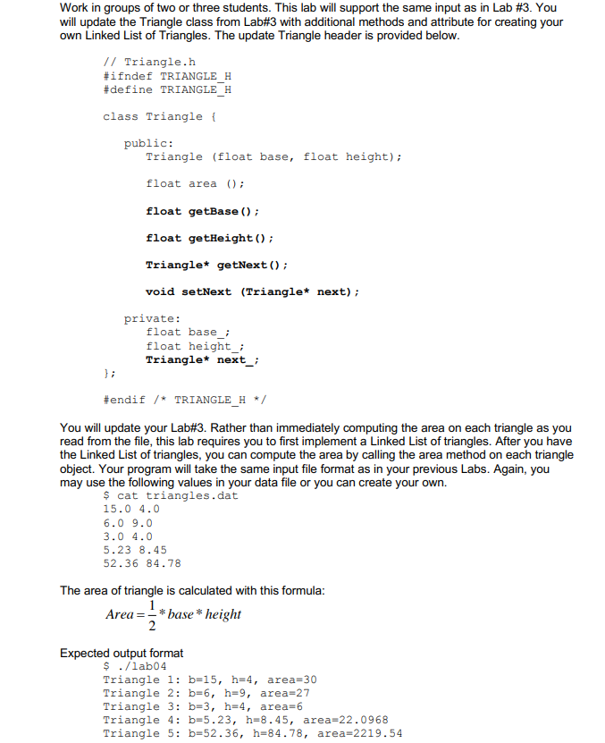 Solved Work in groups of two or three students. This lab | Chegg.com