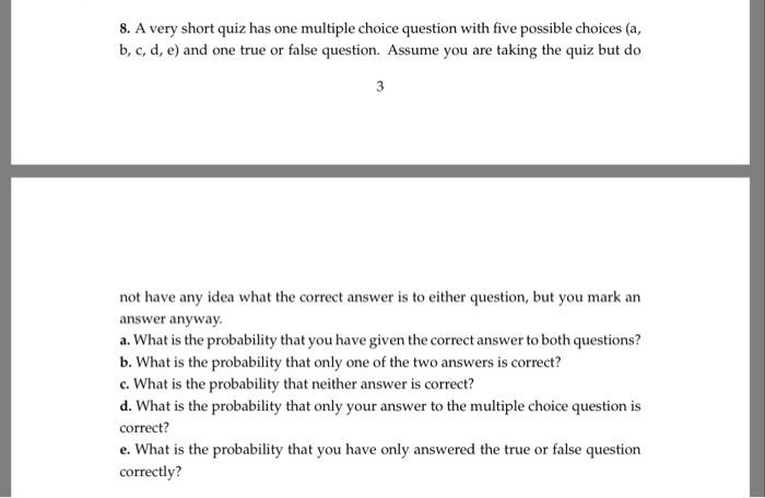 Solved S. A very short quiz has one multiple choice question | Chegg.com