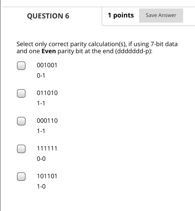 Solved QUESTION 6 1 points Save Answer Select only correct | Chegg.com