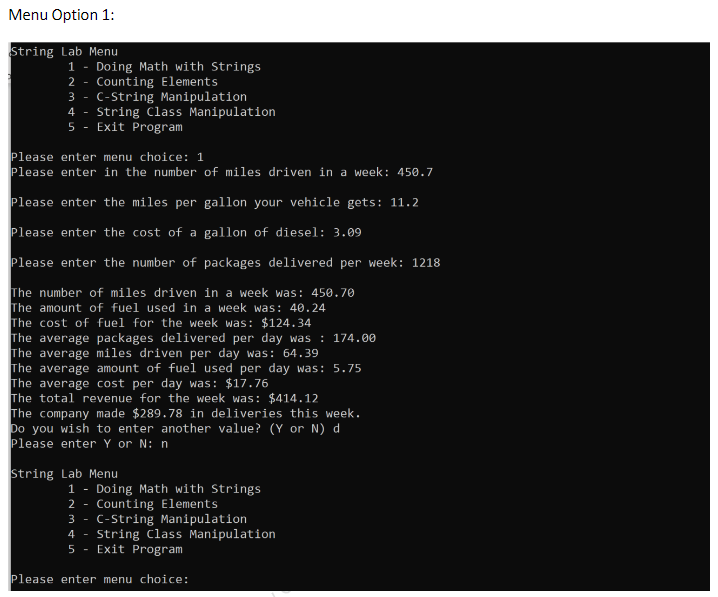 Solved Create a program that shows various c-string | Chegg.com