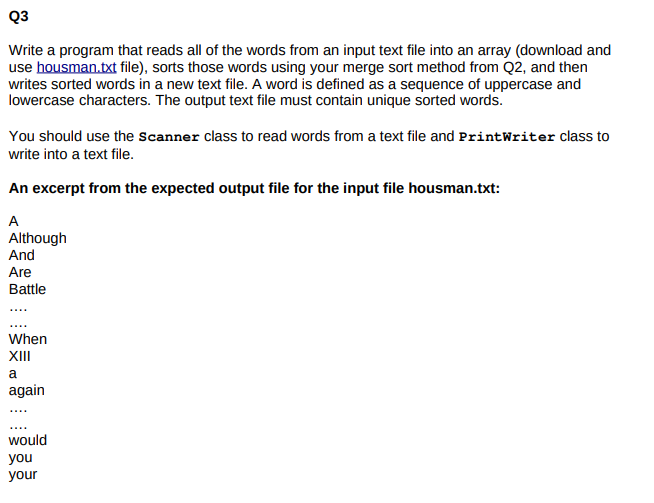 Solved Q3 Write a program that reads all of the words from | Chegg.com