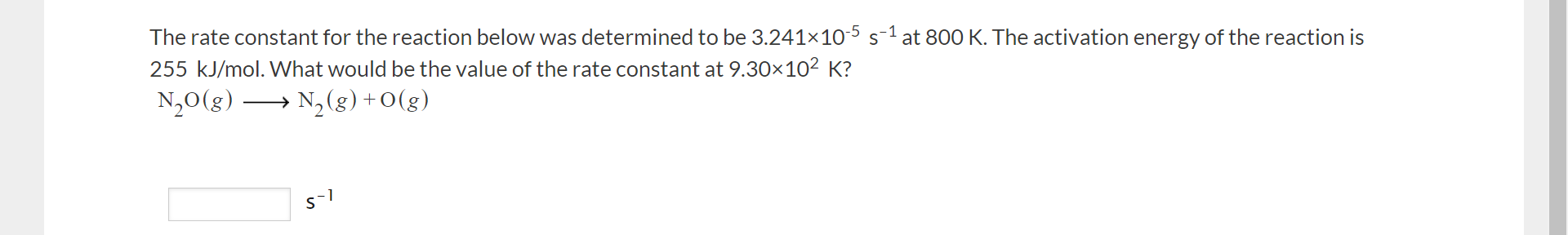 Solved The rate constant for the reaction below was | Chegg.com