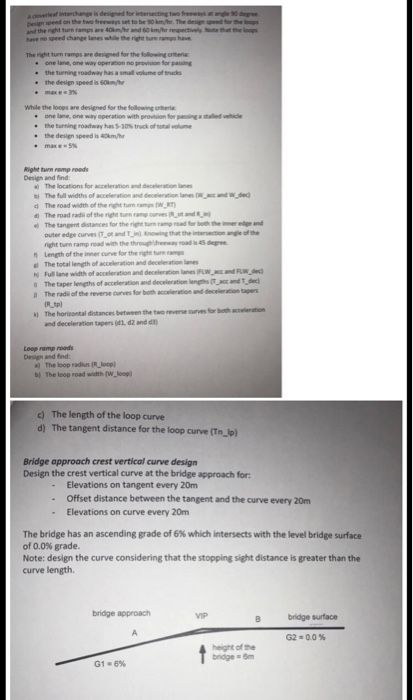 Solved Design speed and the right turn ramps ane 40kmjhr and | Chegg.com