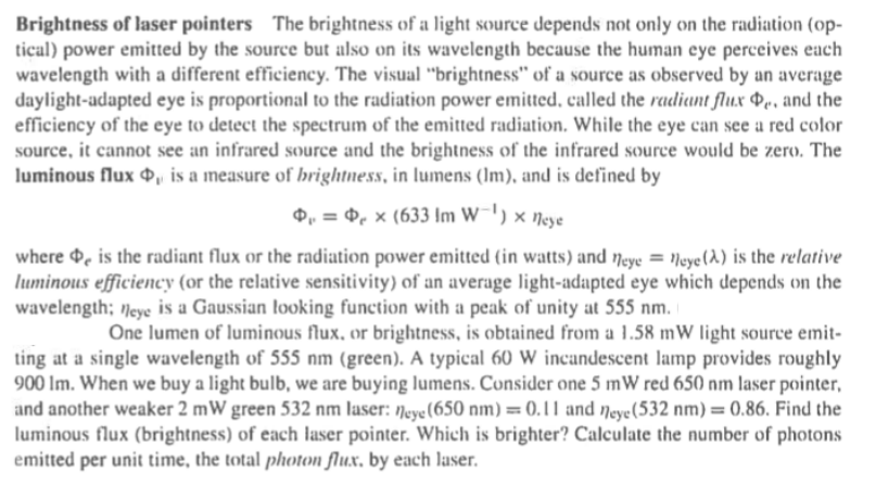 Solved The average power emitted by a laser pointer is 2 mW