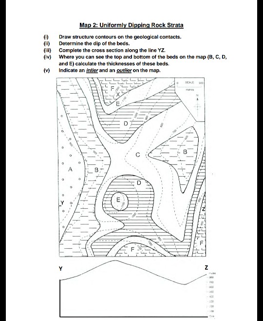 Map 2 Uniformly Dipping Rock Strata Draw 6320