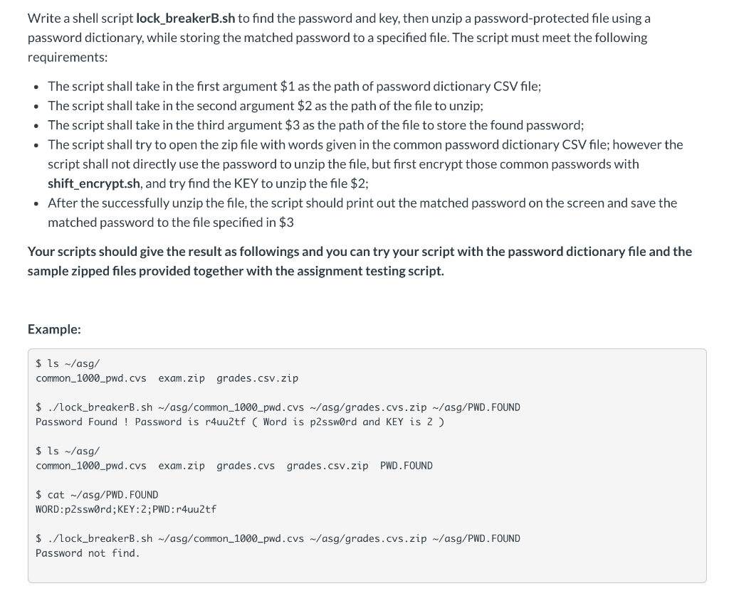 Write A Shell Script Lock Breakerb Sh To Find The Chegg Com
