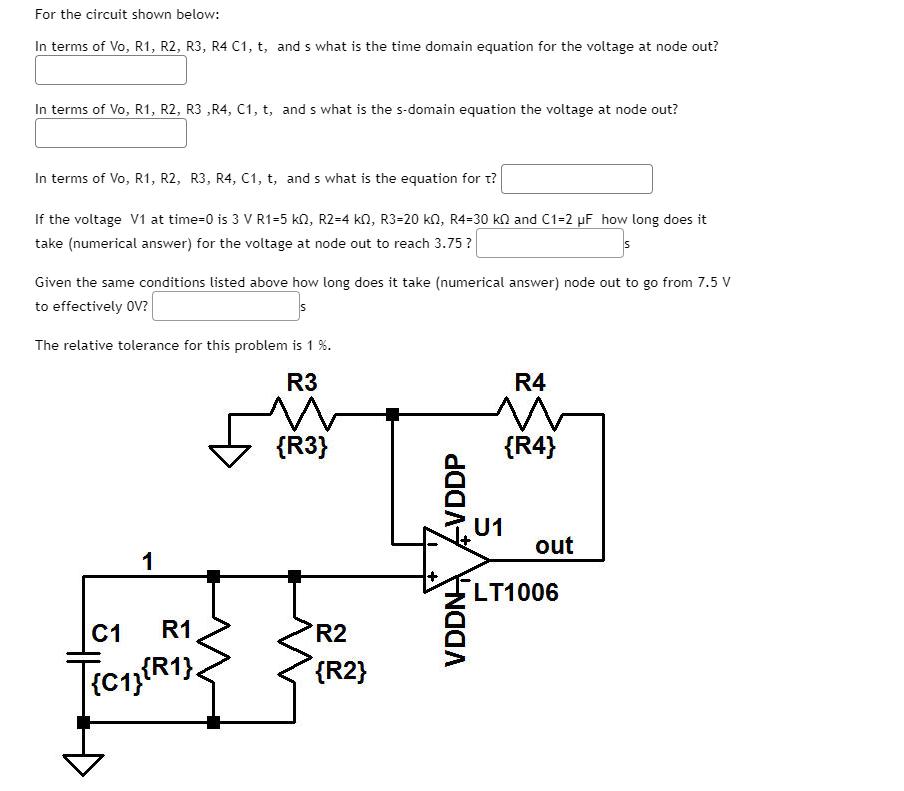Solved For the circuit shown below: In terms of Vo, R1, R2, | Chegg.com