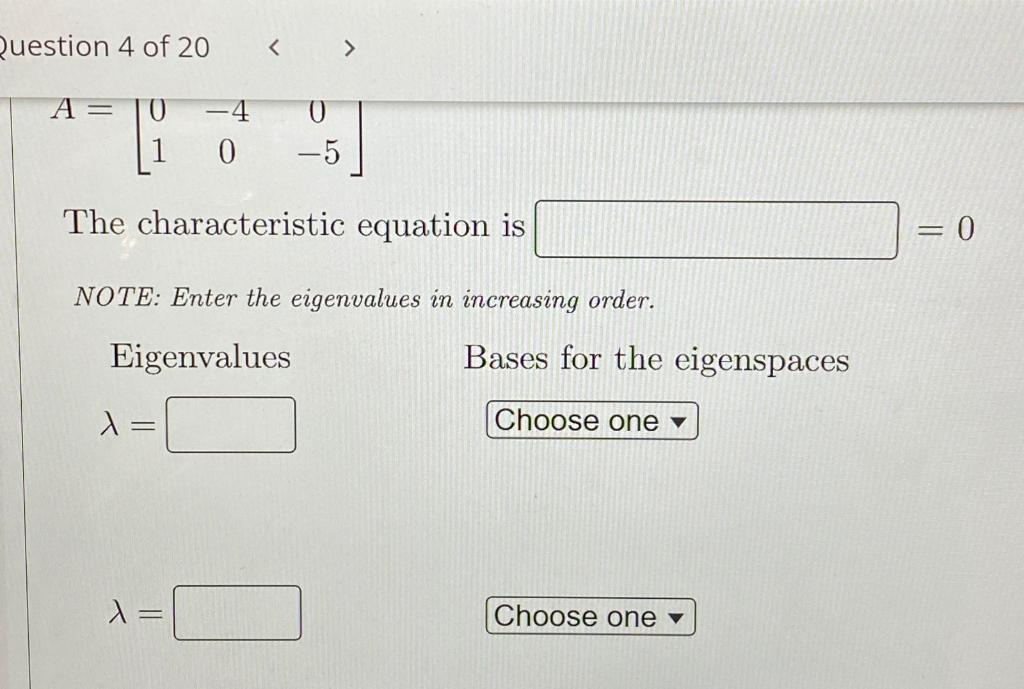Solved Question 4 of 20 Find the characteristic | Chegg.com