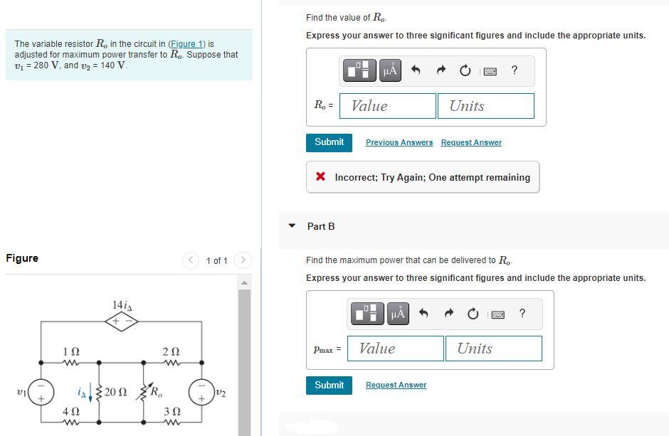 Solved Find the value of Ro. Express your answer to three | Chegg.com
