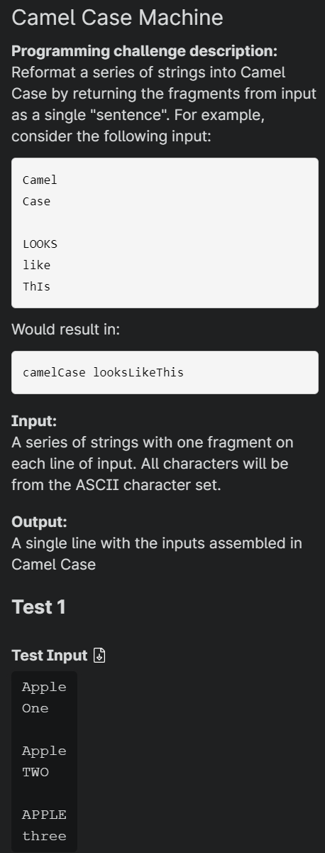 Solved Camel Case Machine Programming challenge description: | Chegg.com