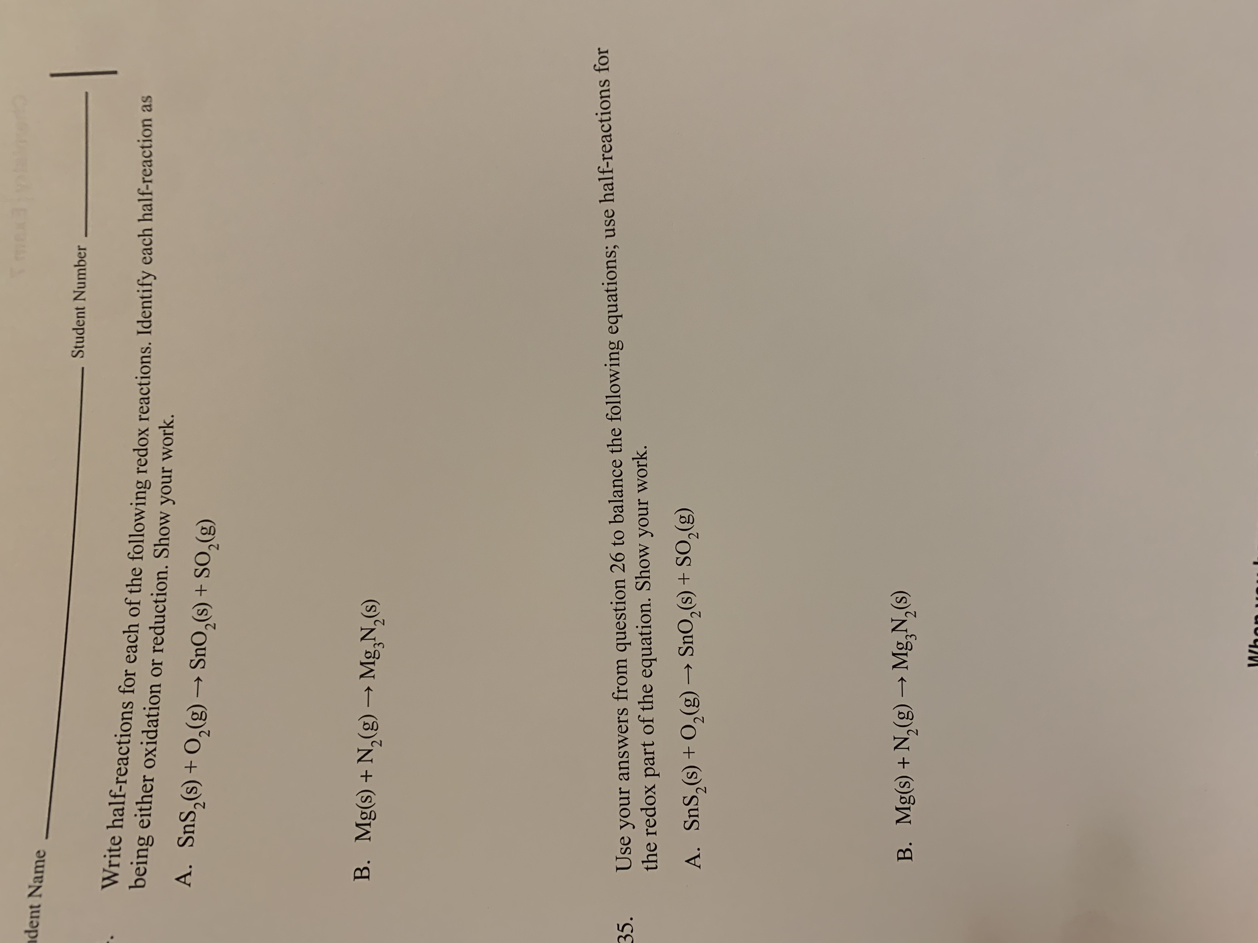 Solved 27. Write balanced chemical equations for each of the | Chegg.com