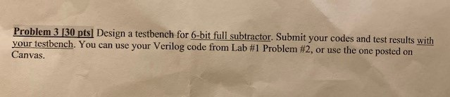 Solved Problem 3 [30 pts Design a testbench for 6-bit full | Chegg.com