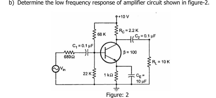Solved b) ﻿Determine the low frequency response of amplifier | Chegg.com