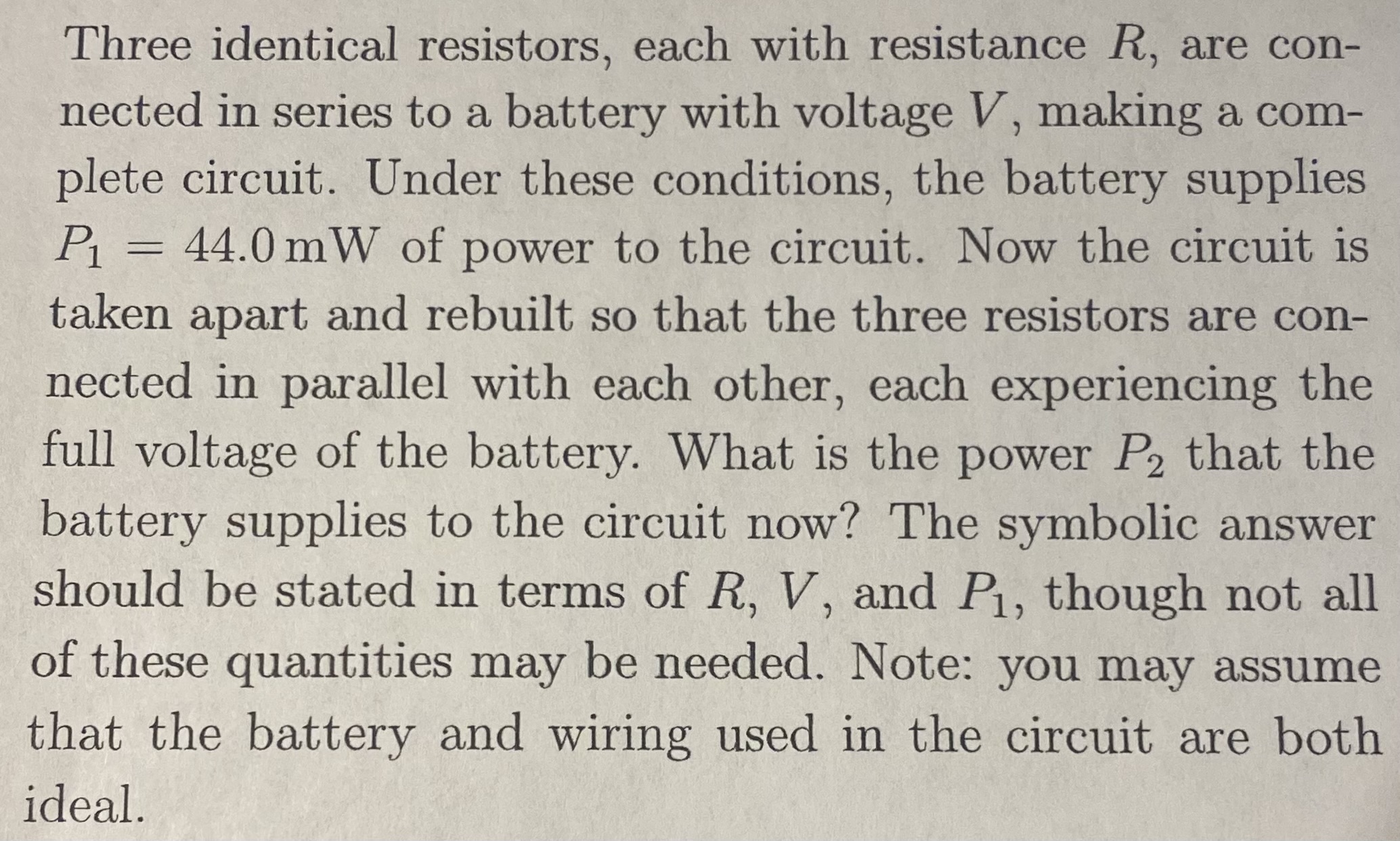 Solved Three Identical Resistors, Each With Resistance R, | Chegg.com