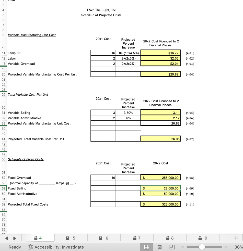 Solved I See The Light Projected Balance Sheet As of | Chegg.com