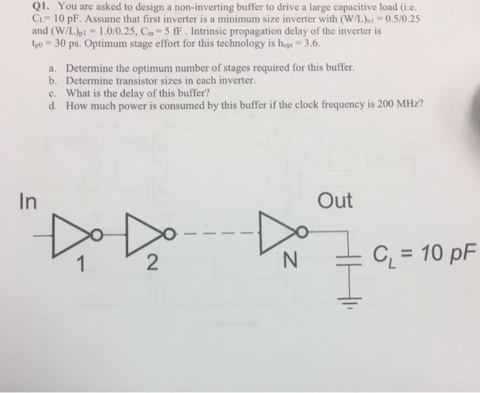 Q1. You are asked to design a non-inverting buffer to | Chegg.com
