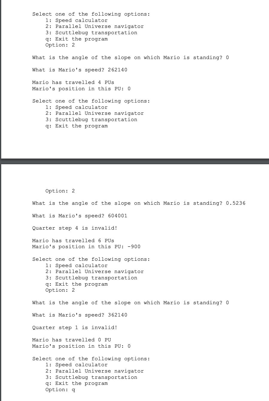 Solved which Mario is standing? ")) end of code for lines 14