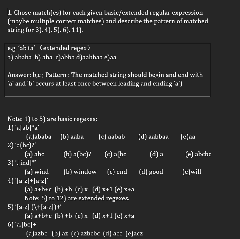 Solved 1. Chose Match(es) For Each Given Basic/extended | Chegg.com