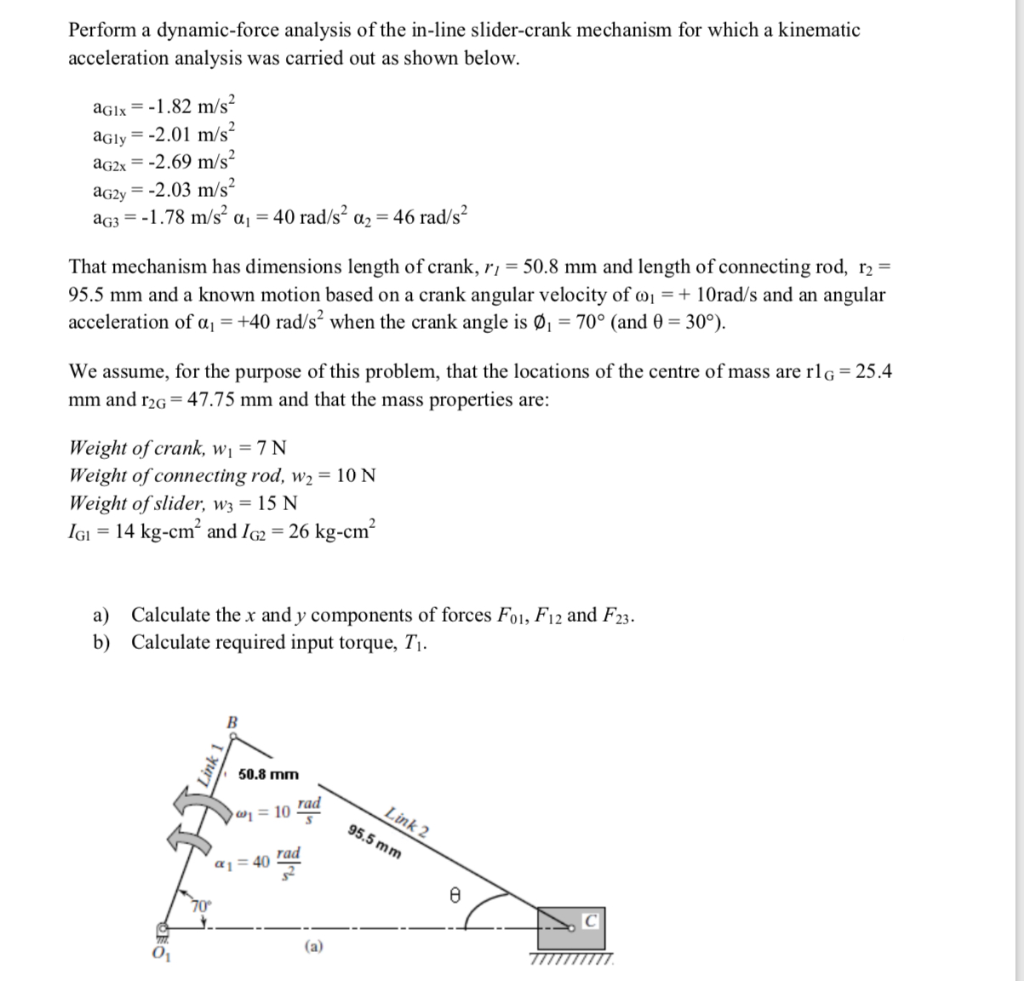 Solved Perform a dynamic-force analysis of the in-line | Chegg.com