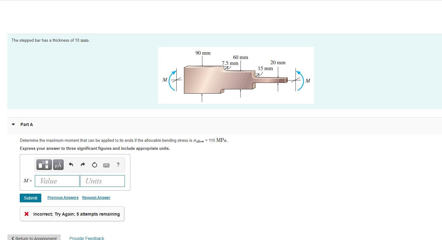 Solved The Stepped Bar Has A Thickness Of 10 Mm 90 Mm 60 Mm | Chegg.com