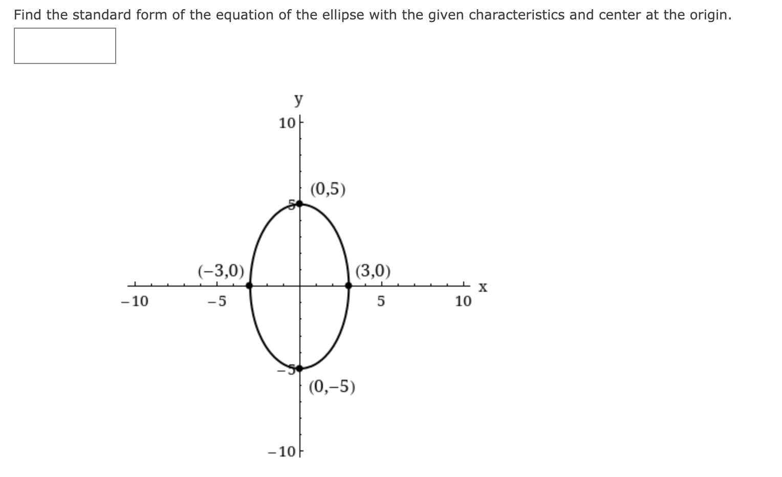 Solved Find the standard form of the equation of the ellipse