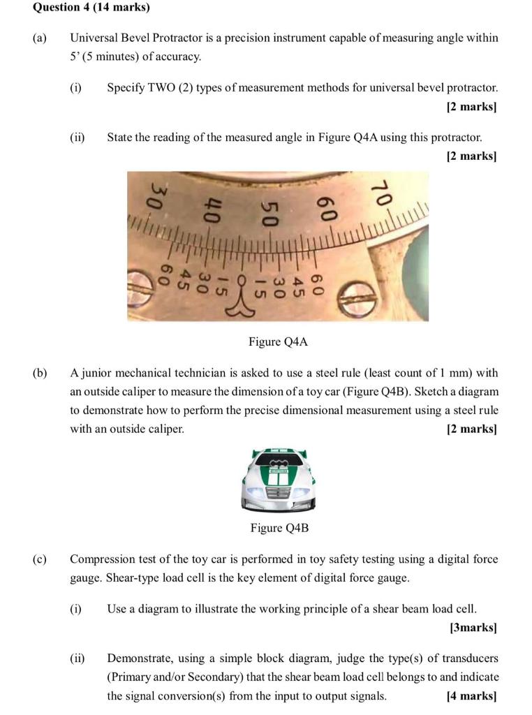 Solved Question 4 (14 marks) (a) Universal Bevel Protractor | Chegg.com