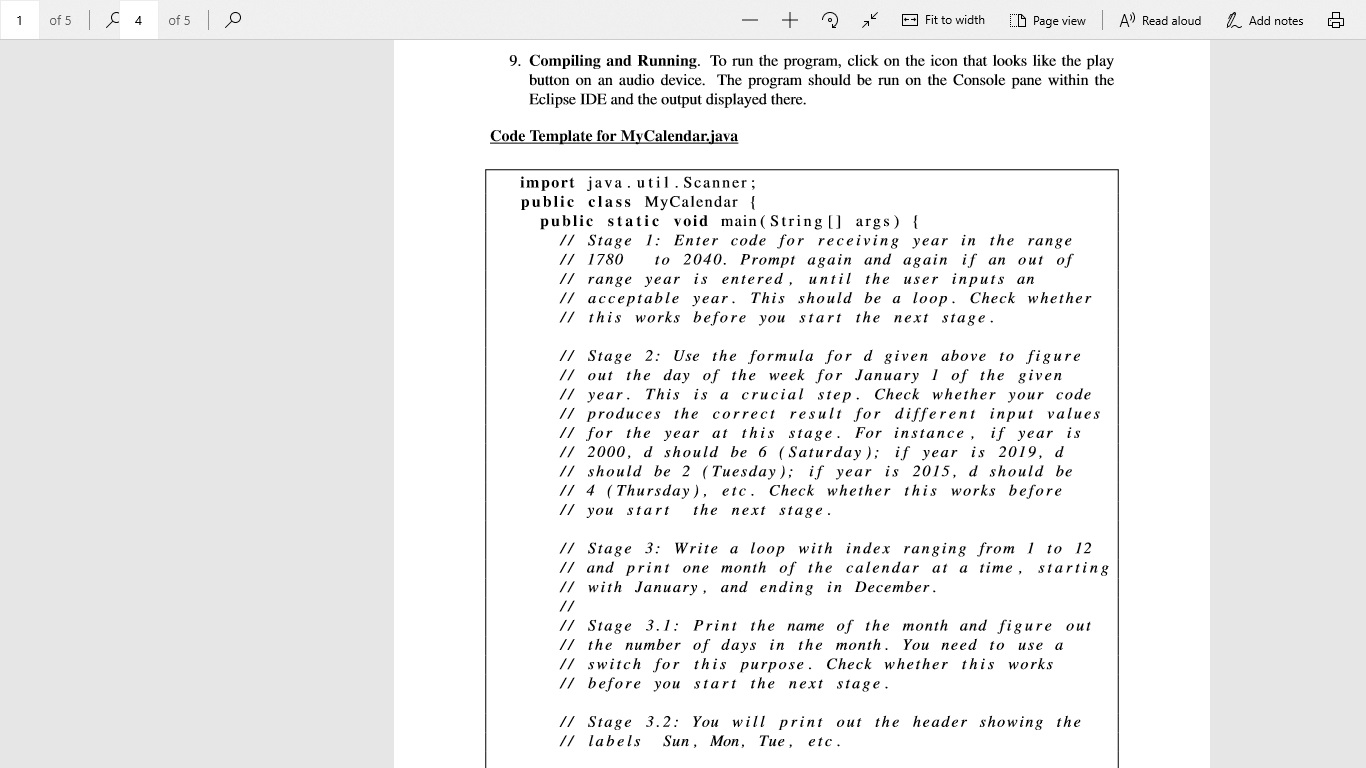 -- Fit to width A O Page view 1. Add notes of 5 of 5 Read aloud 9. Compiling and Running. To run the program, click on the ic