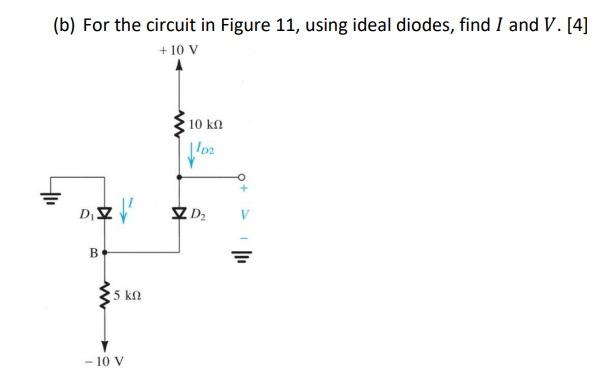 Solved (b) For The Circuit In Figure 11, Using Ideal Diodes, | Chegg.com