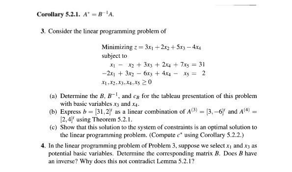 Corollary 5.2.1. A-B A. 3. Consider The Linear | Chegg.com