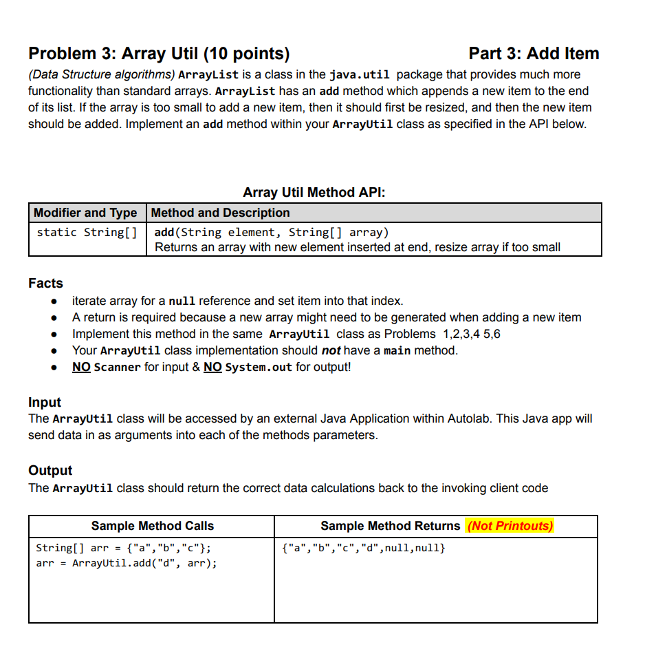 Solved I need help with a question from my Java Lesson 6 | Chegg.com