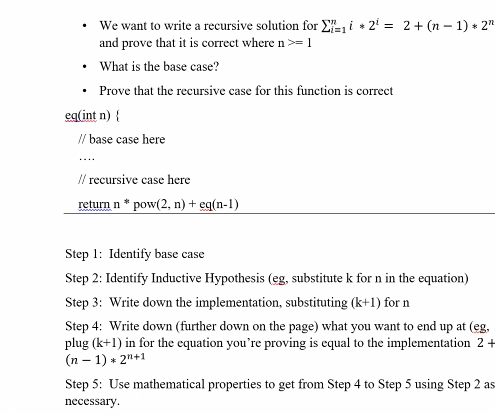 Solved Please use C++! We want to write a recursive | Chegg.com