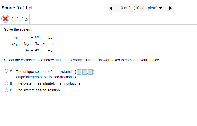 Solved Solve The System. Select The Correct Choice Below | Chegg.com